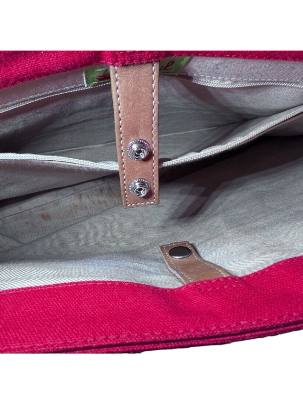 Fossil Orange Coated Canvas Purse Hand Bag Leather Handles Front Zip Pocket Tote - Picture 7 of 13